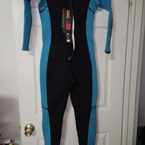 Kids Aqua and Black Swim One Piece